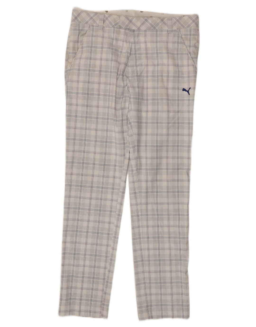Pantaloni chino slim da uomo PUMA W34 L34 poliestere a quadri bianchi
