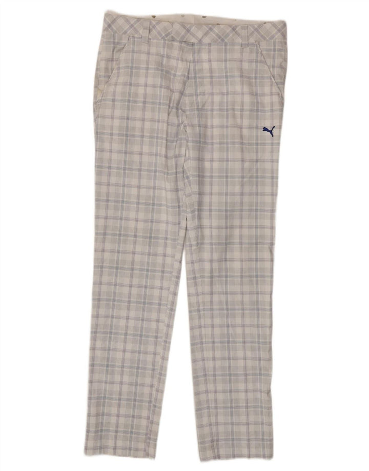 Pantaloni chino slim da uomo PUMA W34 L34 poliestere a quadri bianchi