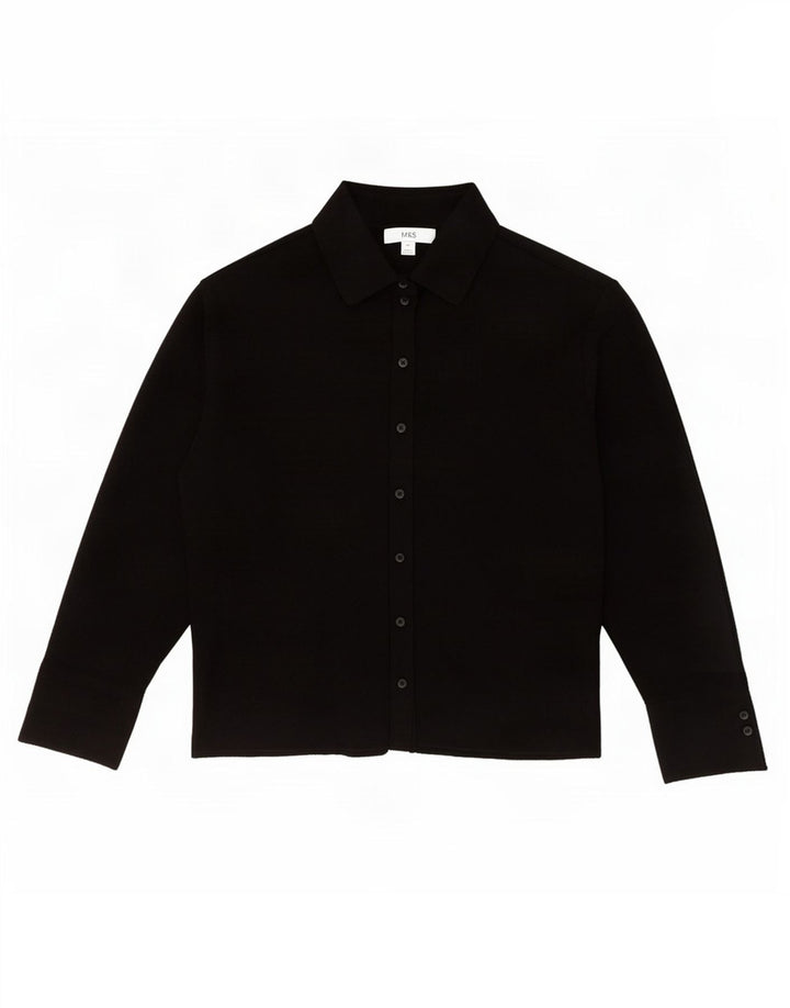 Maglione cardigan da donna Marks & Spencer UK 16 grande viscosa nera