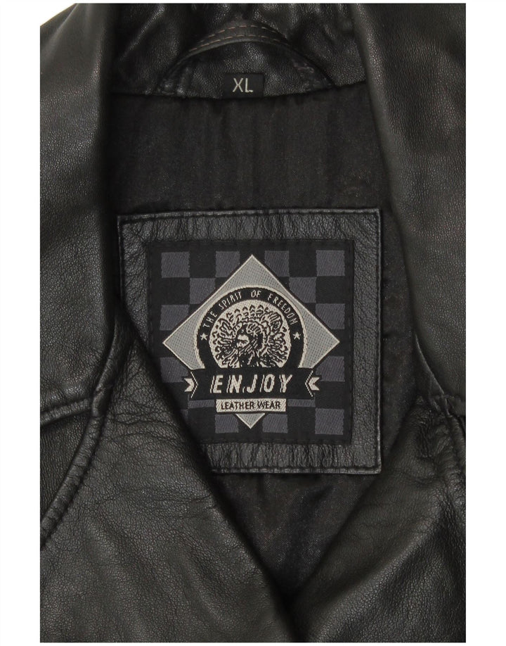 ENJOY Giacca in pelle da donna UK 18 XL Nera