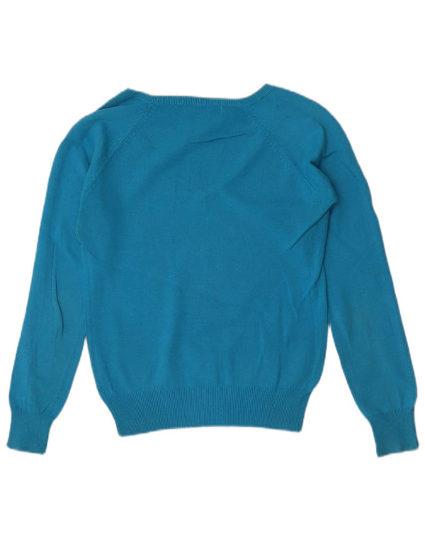 Maglione corto con scollo a V da donna Zara UK 10 piccolo cotone blu