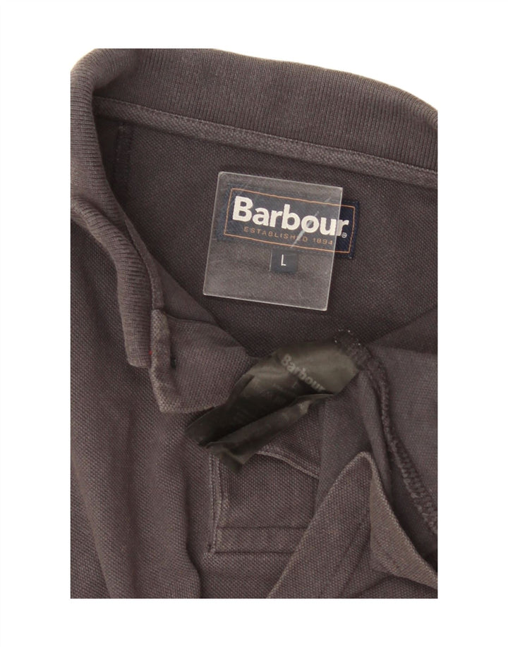 Polo da uomo Barbour grande in cotone grigio