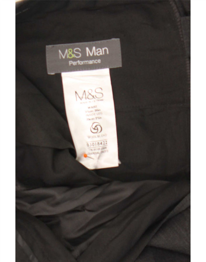 Pantaloni da abito dritti da uomo Marks & Spencer W36 L31 poliestere grigio