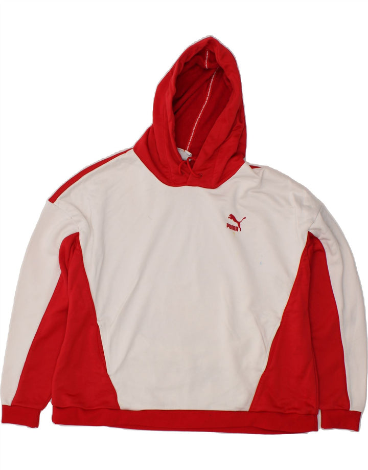 PUMA Womens Oversized Hoodie Jumper UK 12 Medium Red Colourblock Polyester Vintage Puma and Second-Hand Puma from Messina Hembry 