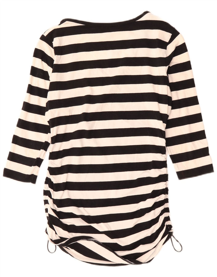 Top da donna Michael Kors manica 3/4 UK 12 cotone a righe nere medie