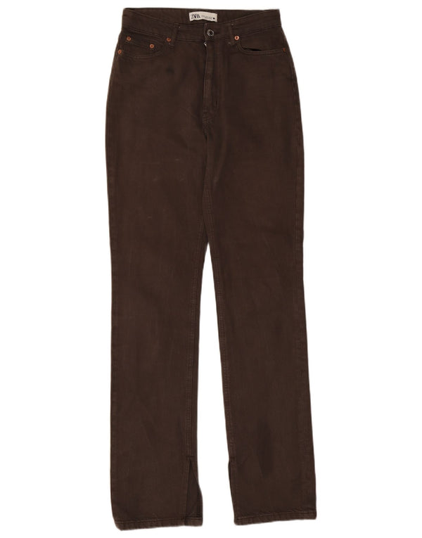 Jeans dritti da donna Zara EU 34 2XS W24 L33 Cotone marrone