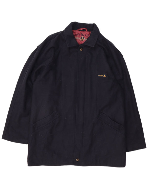 Navigare Mens Overcoat UK 42 XL Navy Blue Wool