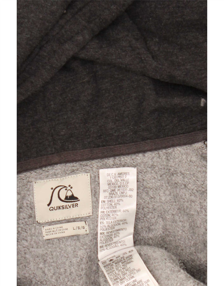 Maglione con cappuccio e zip da uomo Quiksilver grande in cotone grigio