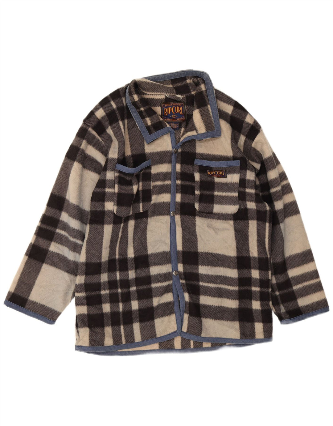 Giacca in pile da uomo Rip Curl UK 40 Poliestere a quadri beige grande
