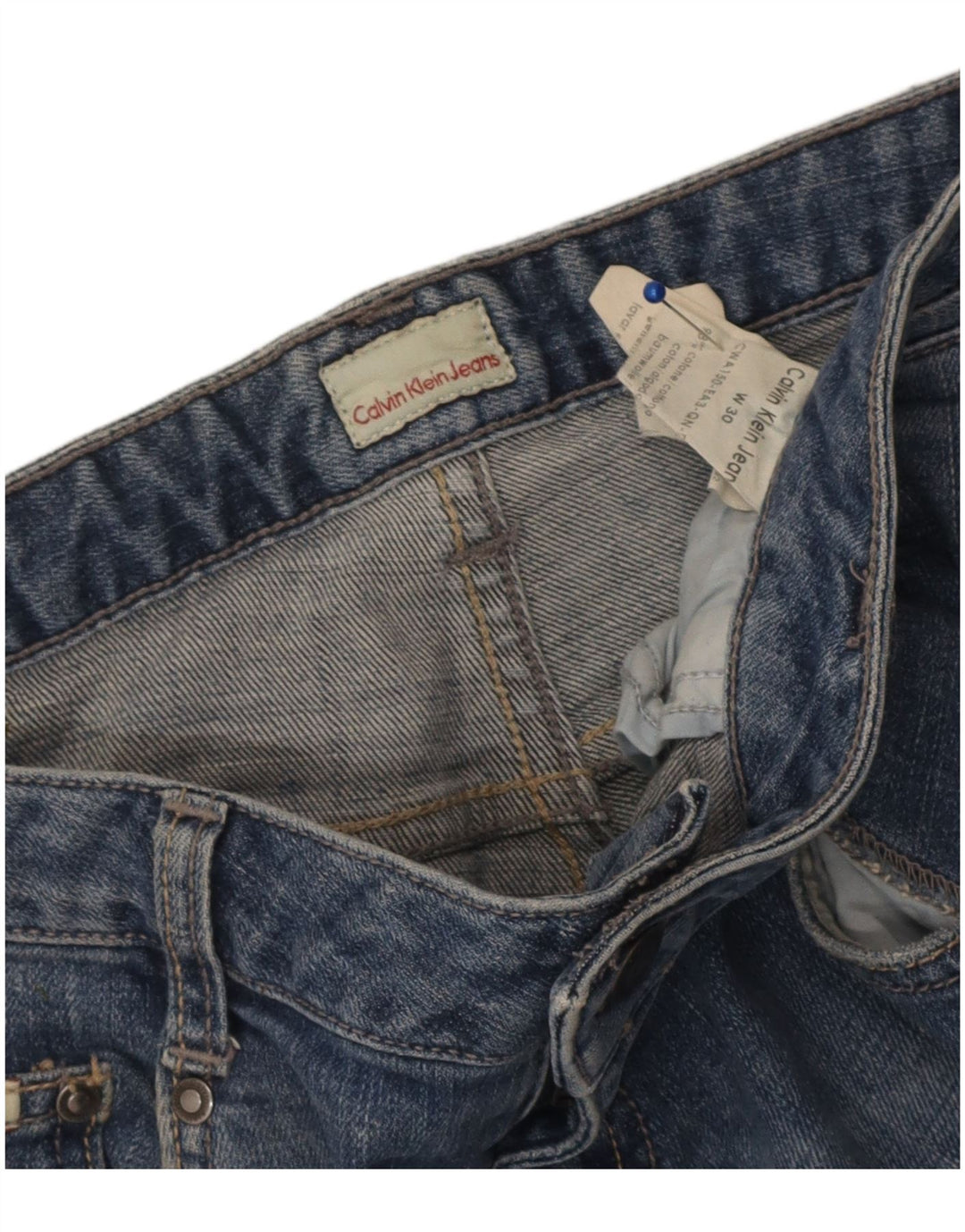 Jeans slim invecchiati da donna Calvin Klein W30 L33 cotone blu