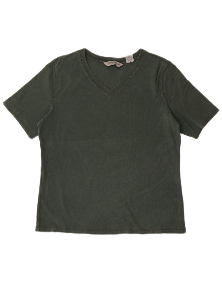 T-shirt da donna EDDIE BAUER UK 14 cotone verde medio