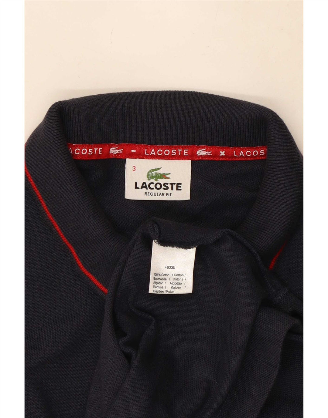 Polo Lacoste da uomo vestibilità regolare taglia 3 piccola in cotone blu navy