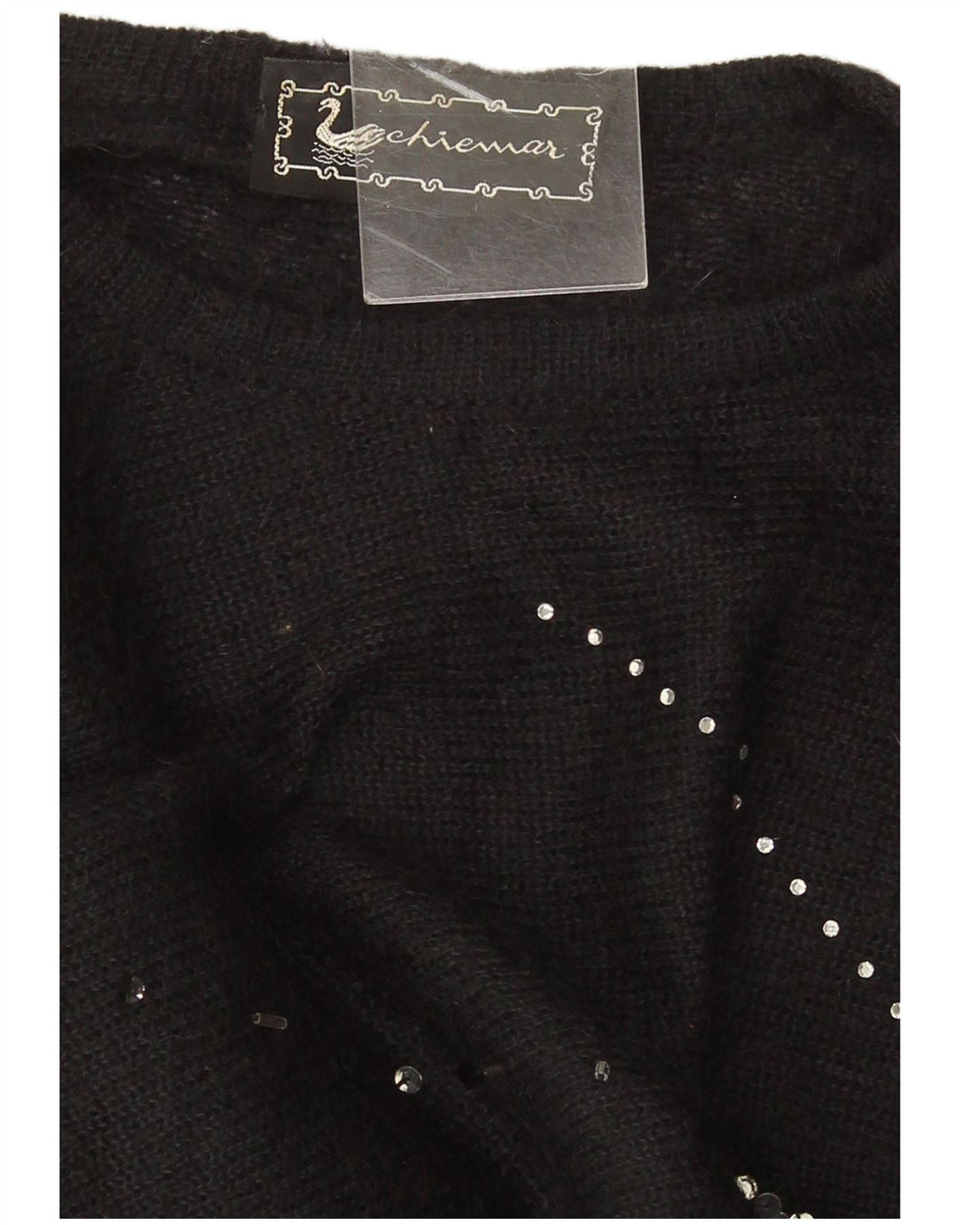 Maglione girocollo oversize da donna vintage corto girocollo IT 46 grande nero