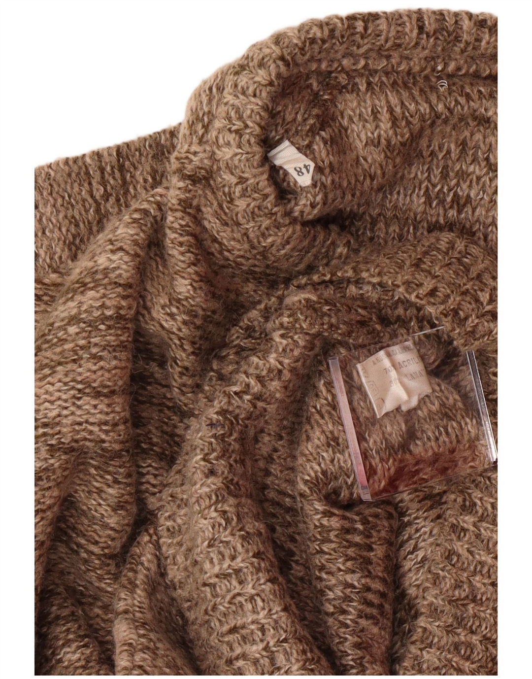 Maglione girocollo da uomo vintage IT 48 Acrilico screziato marrone medio