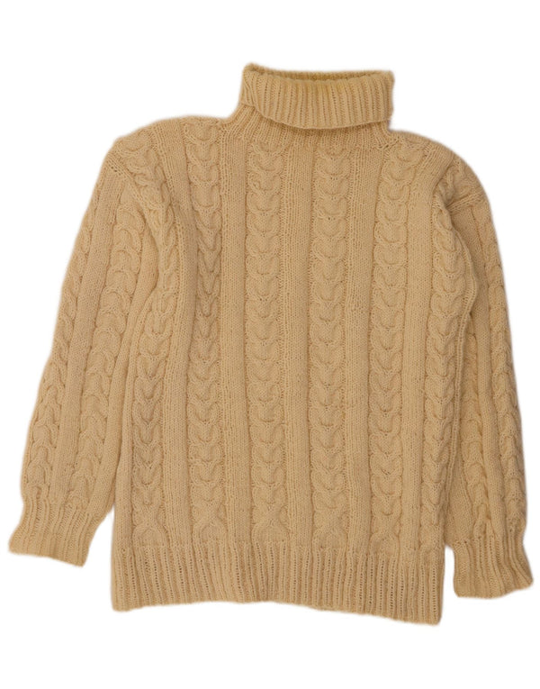 Maglione maglione collo alto da donna VINTAGE UK 14 grande bianco sporco