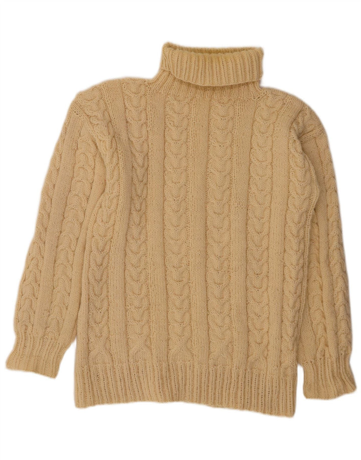 Maglione maglione collo alto da donna VINTAGE UK 14 grande bianco sporco