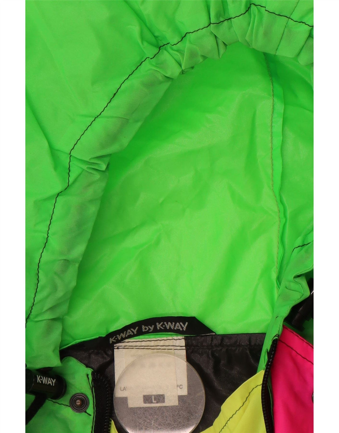 Giacca anorak da uomo con cappuccio K-WAY UK 40 Large nera in poliammide color block