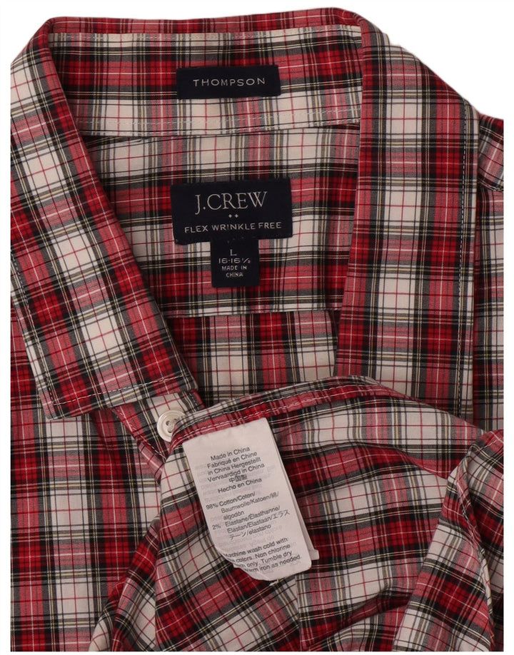 J. Crew Camicia da uomo in flanella Thompson taglia 16 1/2 grande cotone a quadri rossi