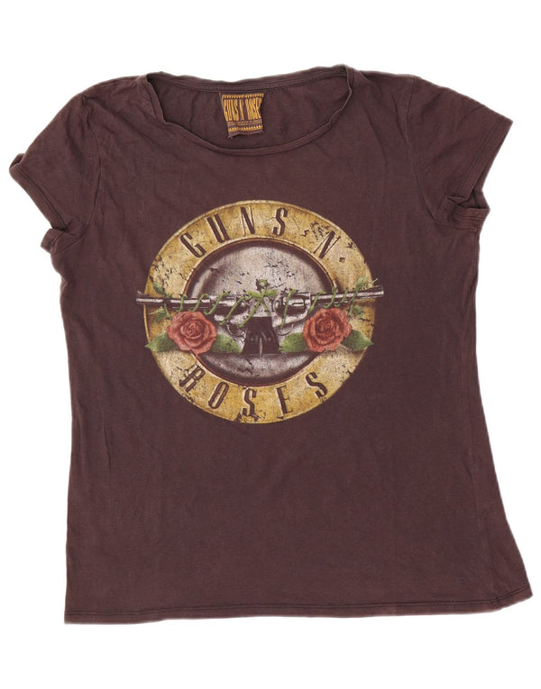 T-shirt grafica da donna Guns N' Roses UK 14 grande in cotone marrone
