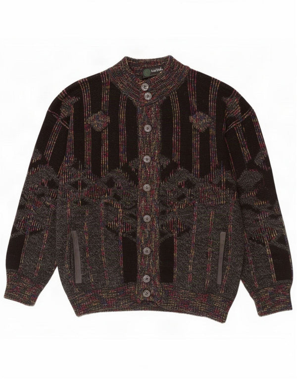 Maglione cardigan da uomo Tris Line EU 54 XL Lana geometrica nera