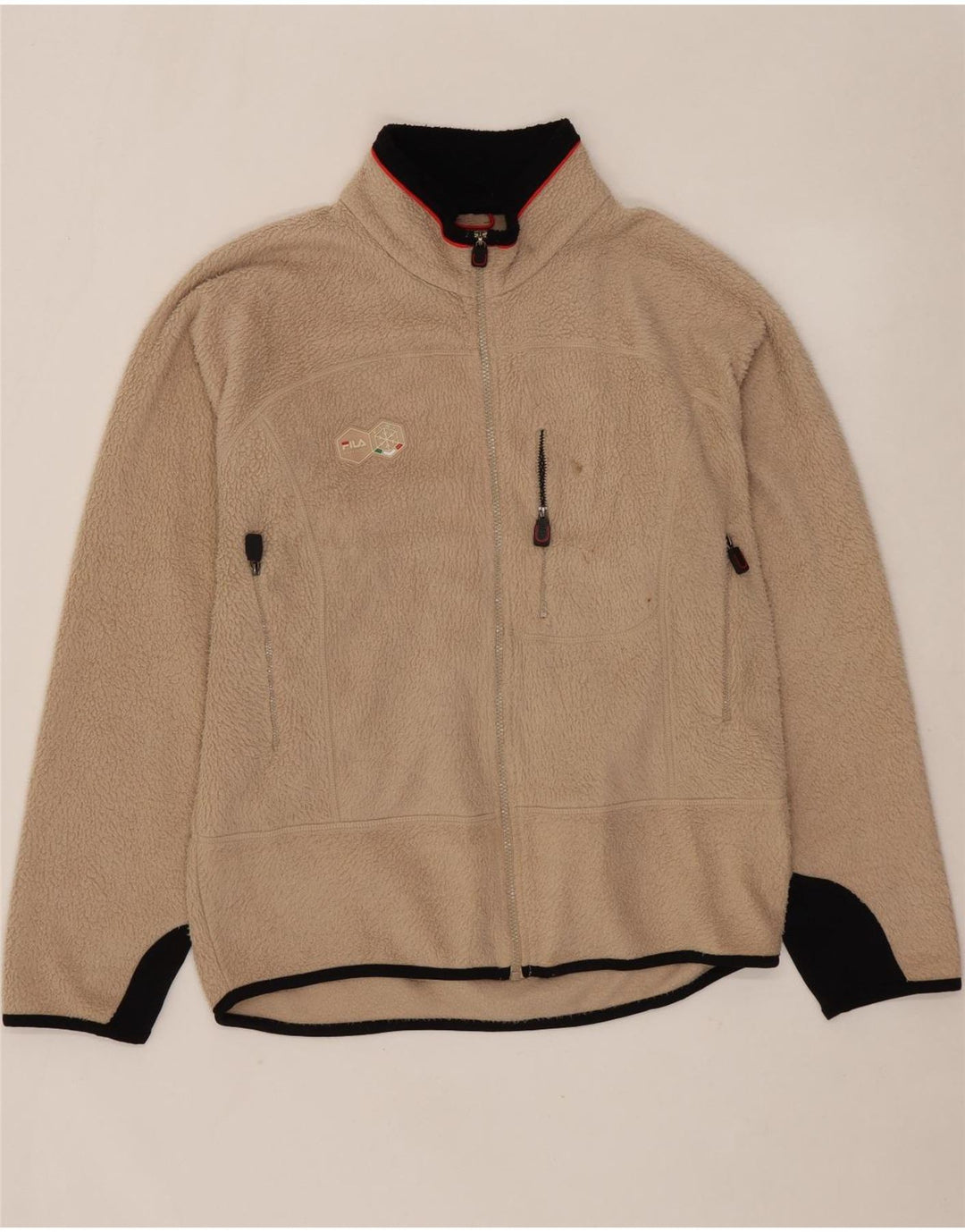 Giacca in pile da uomo FILA UK 40 Large Beige Colourblock Poliestere