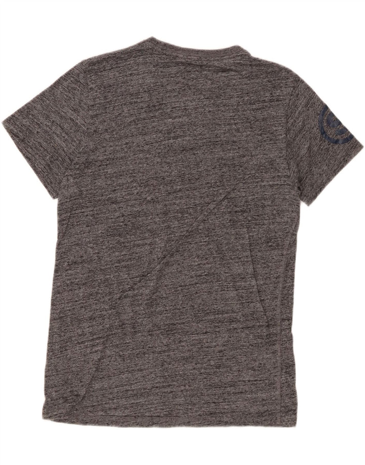 SUPERDRY Mens Graphic T-Shirt Top Large Grey Flecked Cotton