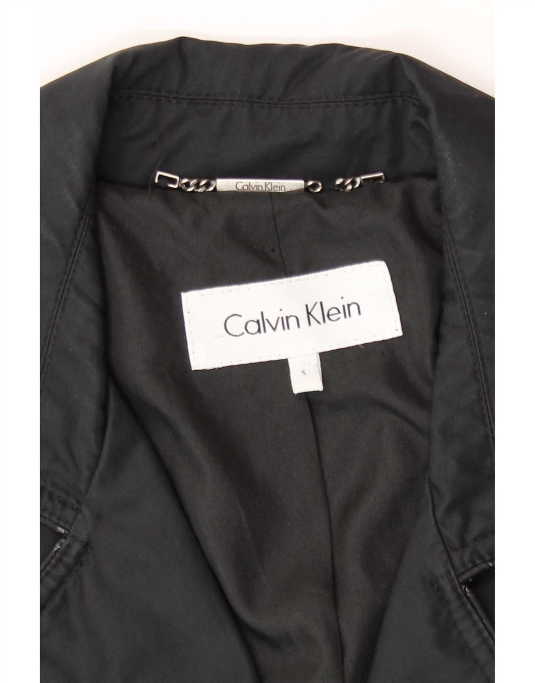 Trench da donna Calvin Klein UK 10 piccolo classico in cotone nero