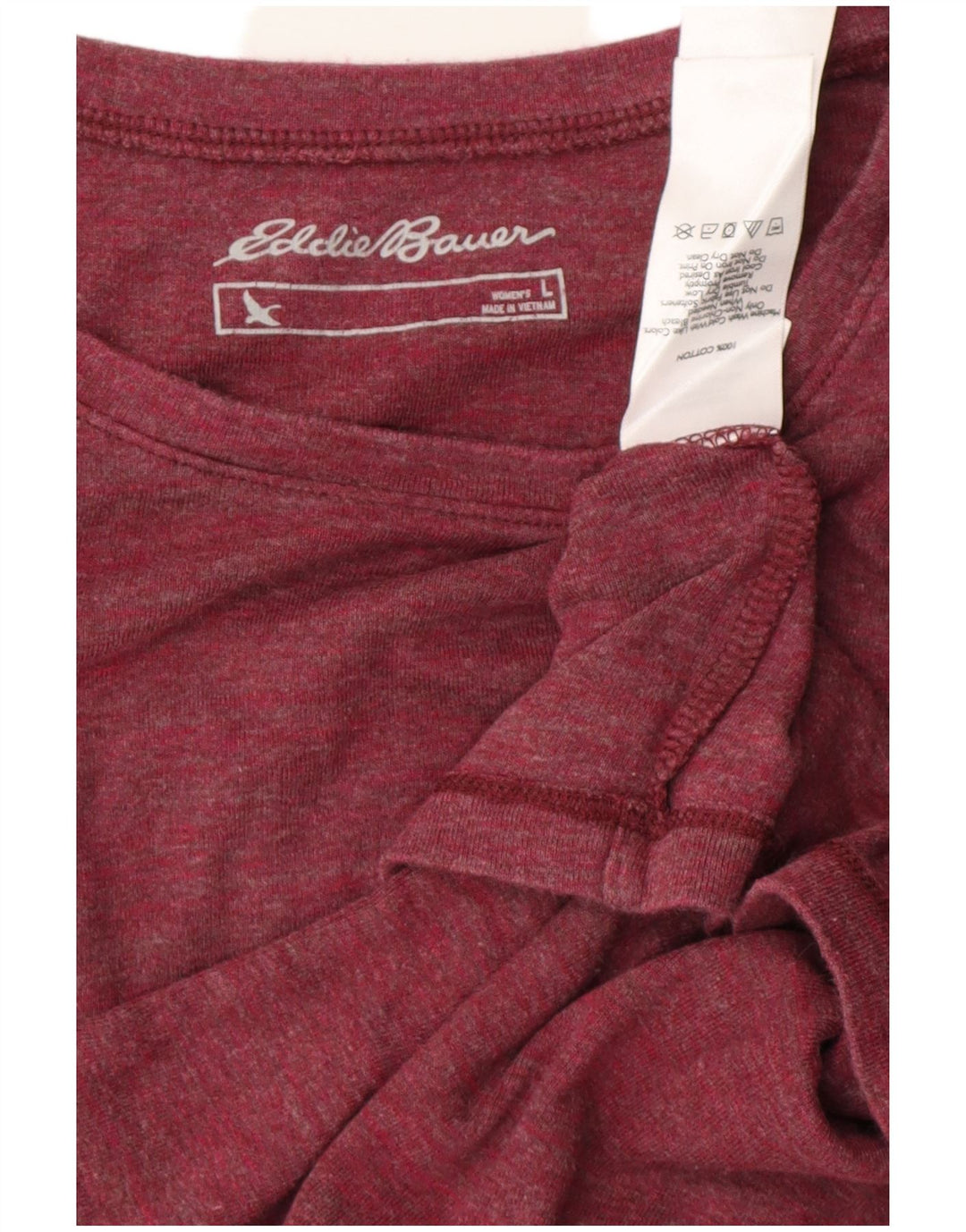 Eddie Bauer Top da donna a maniche lunghe UK 14 Large in cotone bordeaux