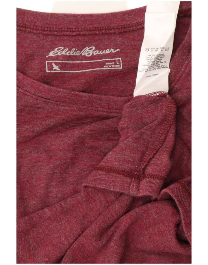 Eddie Bauer Top da donna a maniche lunghe UK 14 Large in cotone bordeaux