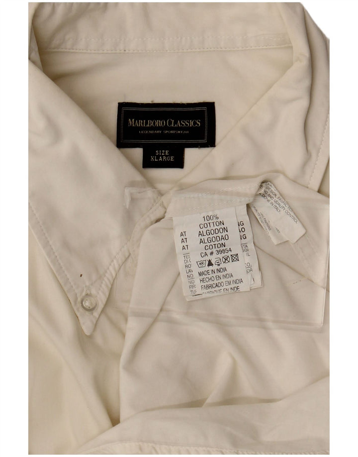 Camicia a maniche corte da uomo Marlboro Classics XL in cotone beige