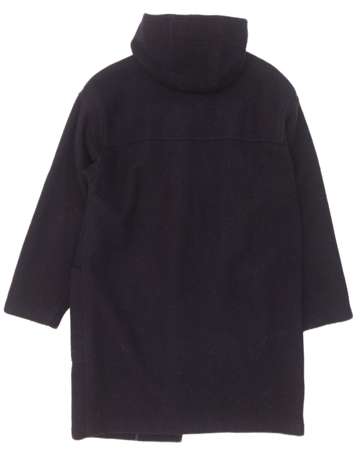 Montgomery vintage da uomo con cappuccio IT 50 grande in lana vergine blu navy