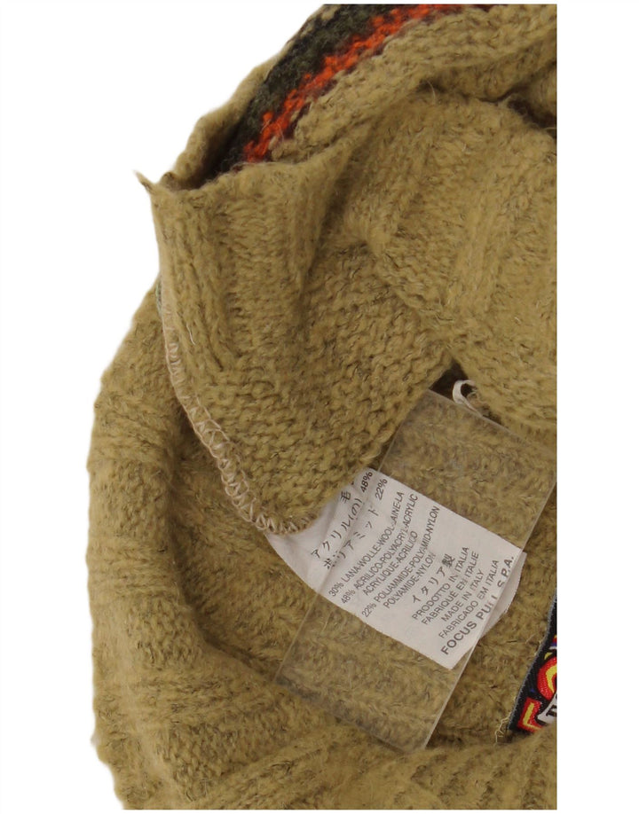 Maglione da uomo con zip e collo Foxhound in lana a righe kaki medie