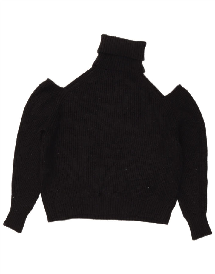 Maglione Zara da donna con collo alto e spalle scoperte UK 14 medio nero