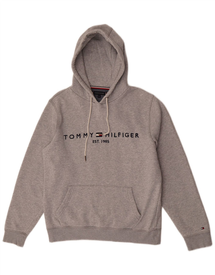 Maglione con cappuccio grafico da uomo Tommy Hilfiger grigio medio