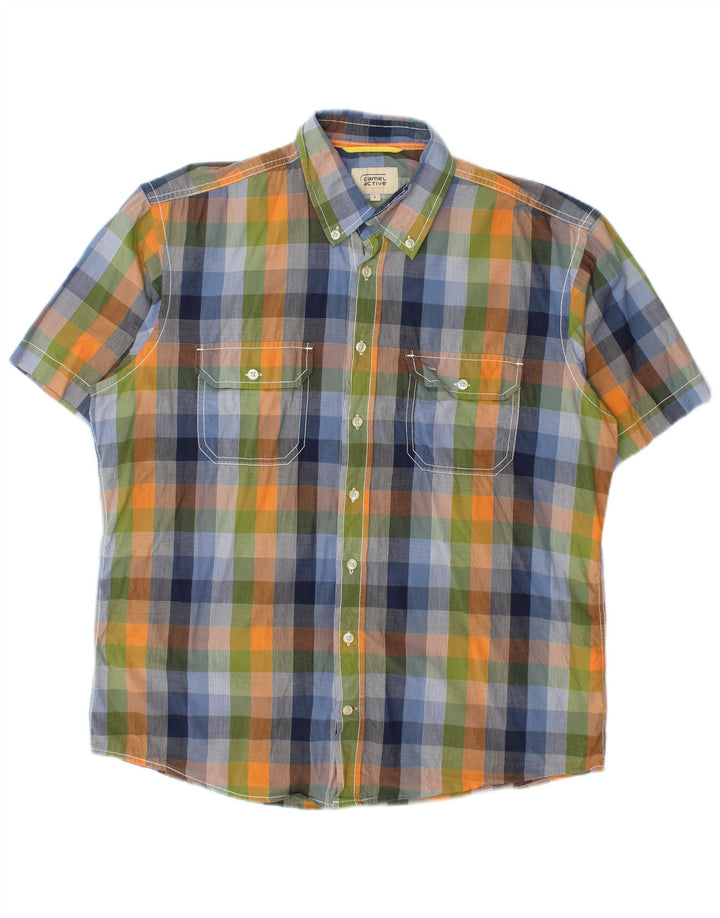 Camicia a maniche corte da uomo Camel Active, cotone a quadri multicolore grande