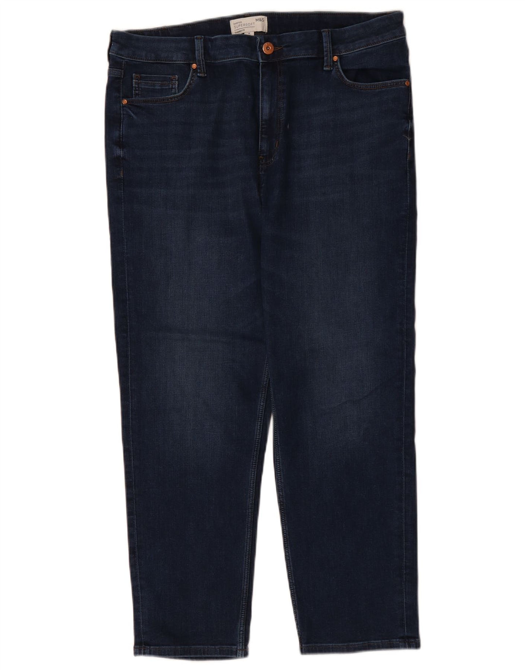 MARKS & SPENCER Jeans corti a sigaretta da donna UK 18 XL W36 L25 Blu