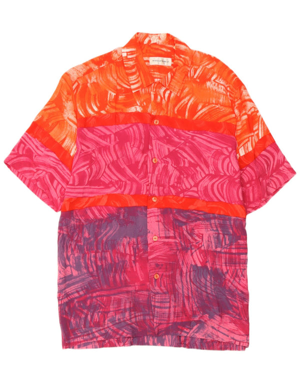 Camicia vintage da uomo a maniche corte in viscosa multicolore media