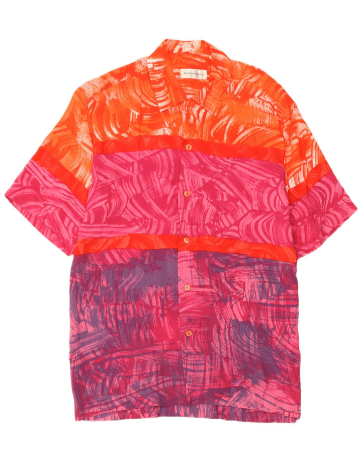 Camicia vintage da uomo a maniche corte in viscosa multicolore media