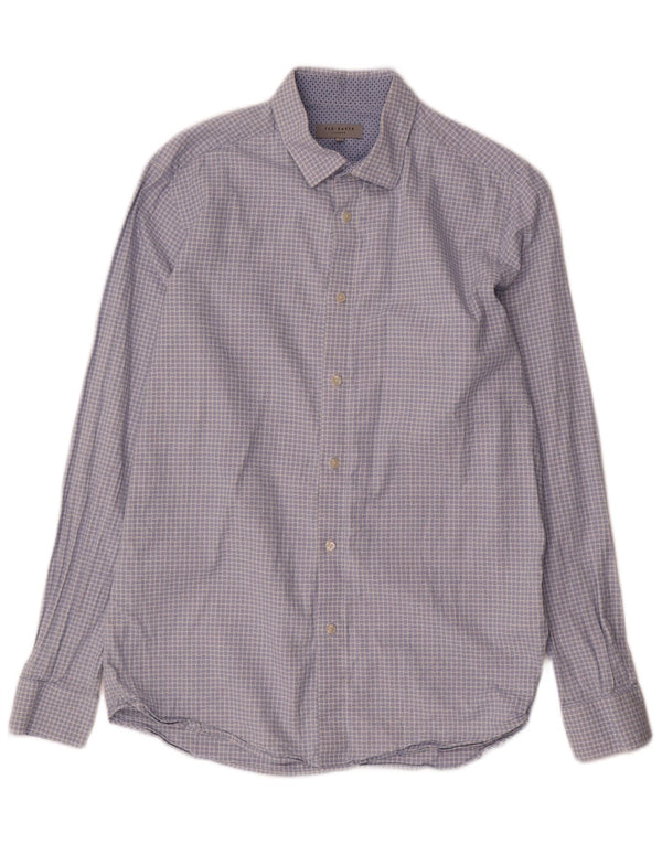 Ted Baker Camicia da uomo Taglia 3 Cotone a quadretti blu medio