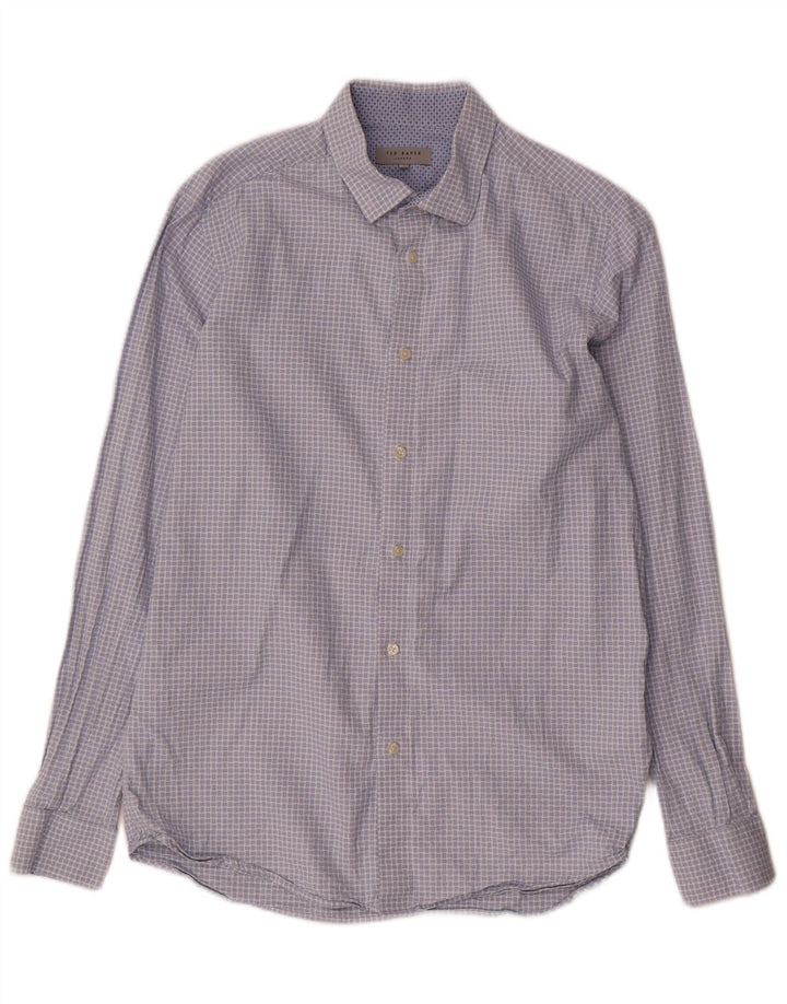 Ted Baker Camicia da uomo Taglia 3 Cotone a quadretti blu medio