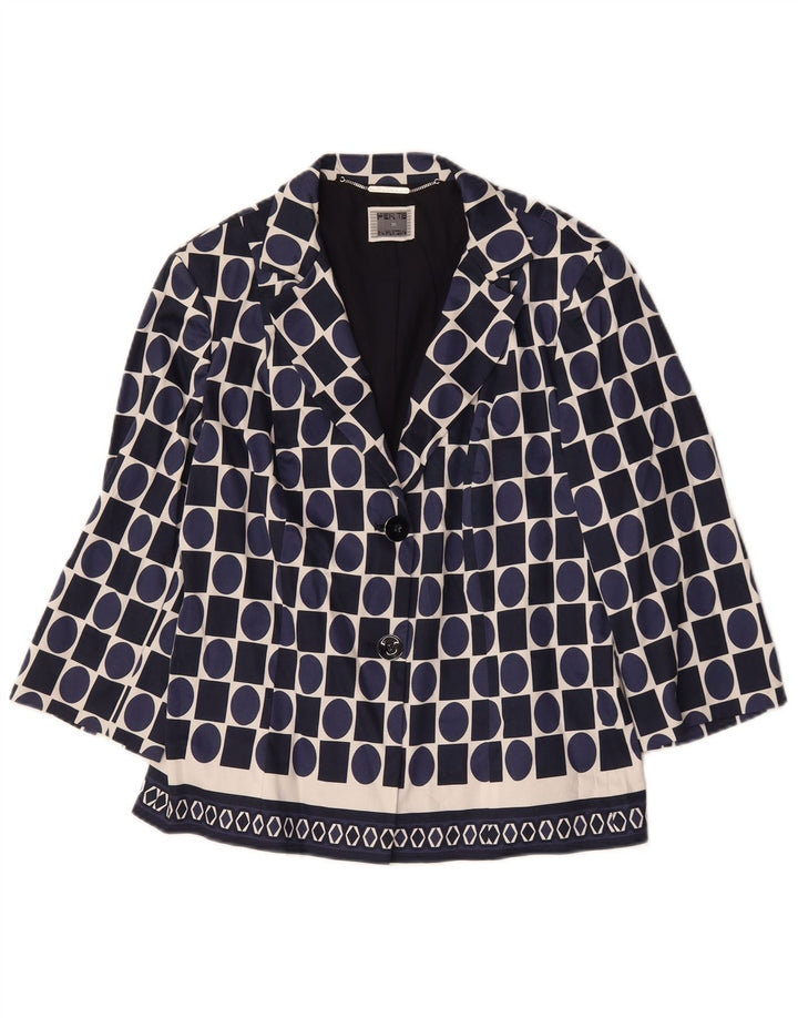 Giacca blazer da donna Perte by Krizia UK 16 Large Blu Navy geometrico