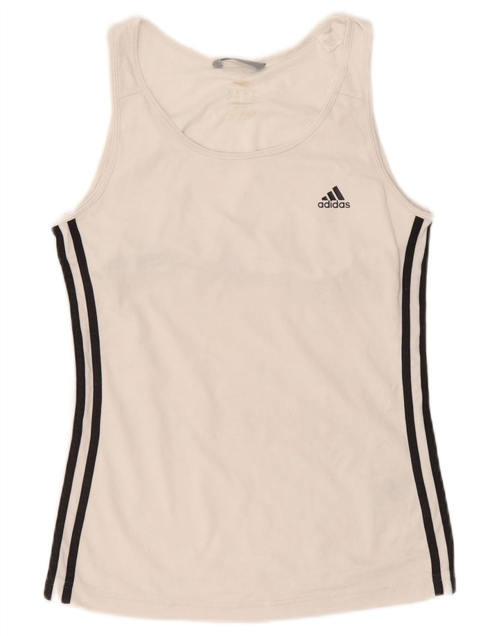 Canottiera Adidas da donna UK 10 piccola bianca in poliestere