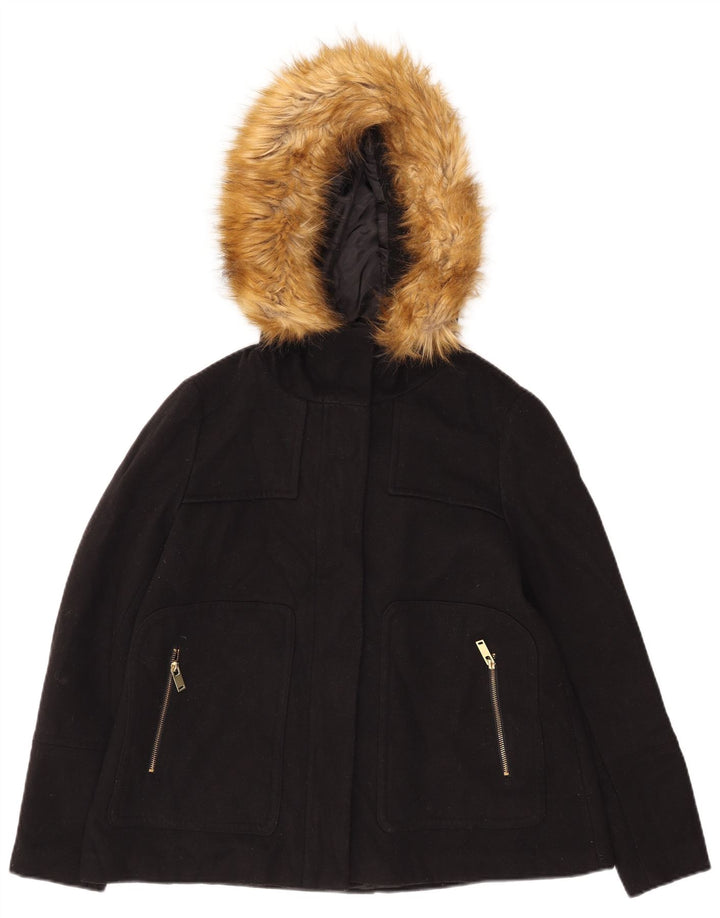 Giubbotto bomber con cappuccio da donna Zara UK 14 poliestere nero medio