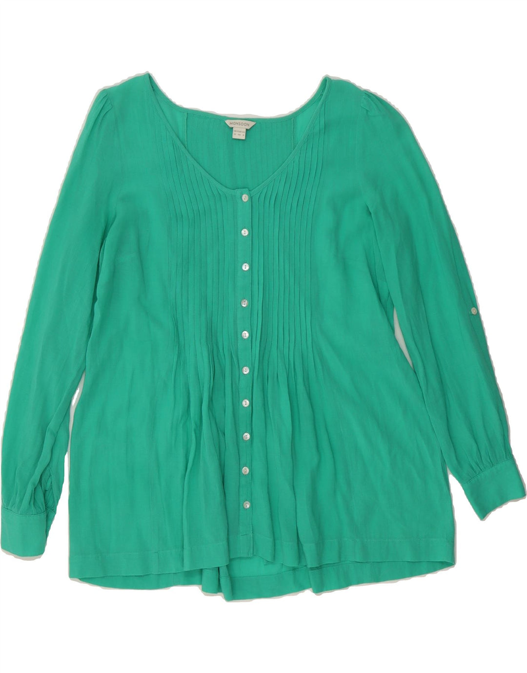 MONSOON Womens Shirt Blouse UK 12 Medium  Green Vintage Monsoon and Second-Hand Monsoon from Messina Hembry 