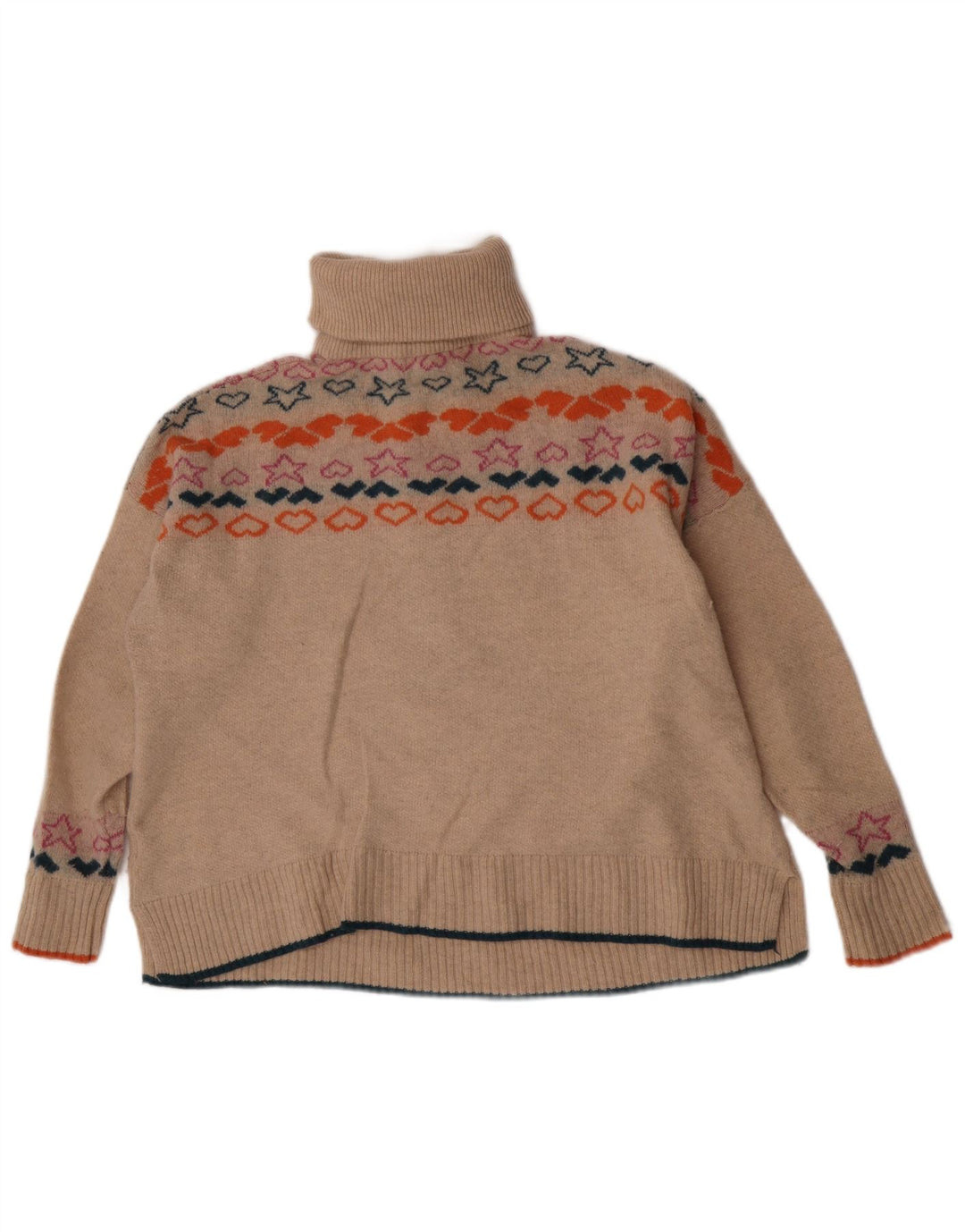 Maglione da donna con collo corto con zip White Stuff UK 16 Grande motivo geometrico beige