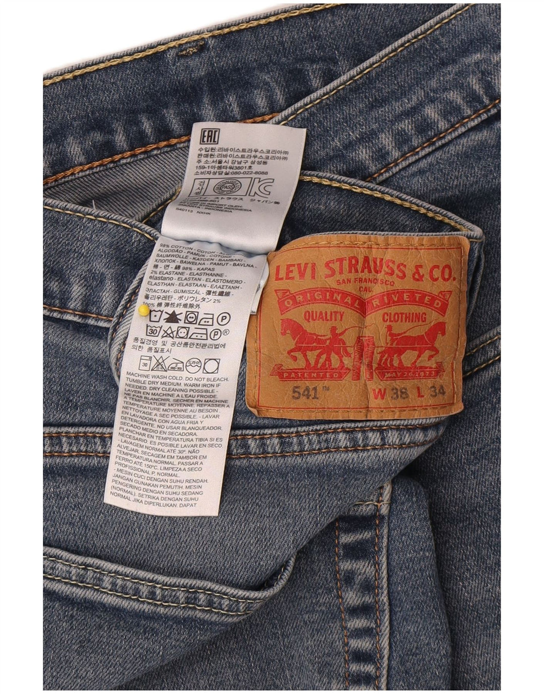 Levi's Uomo 541 Jeans affusolati W38 L34 Cotone blu