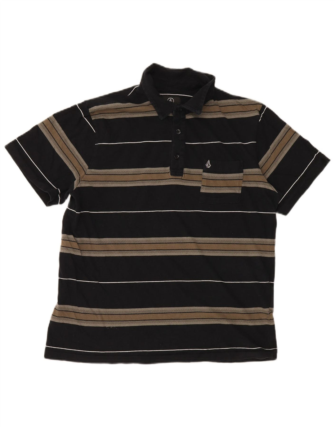 Polo da uomo VOLCOM in cotone a righe nere medie
