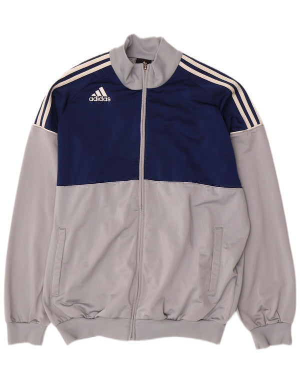 Giacca da tuta da uomo Adidas UK 44/46 Large Grigio Colourblock Poliestere
