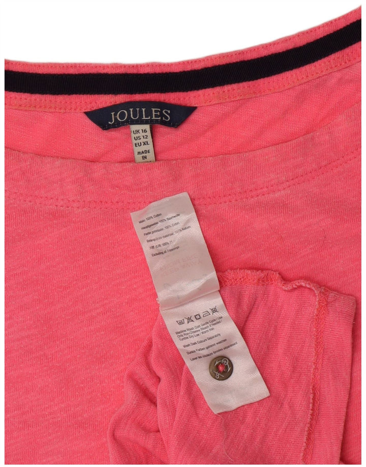 Joules Top da Donna Manica a 3/4 UK 16 Large Rosa Cotone