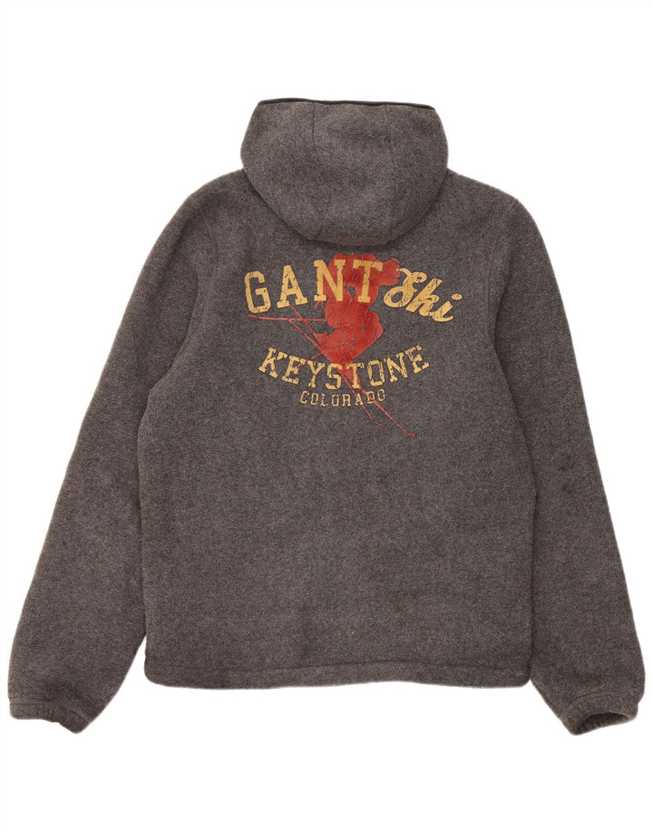 Gant Felpa con cappuccio e zip grafica da uomo in poliestere chiazzato grigio medio
